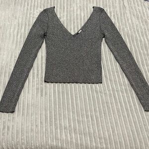 H&M Grey Sparkly Top Size S